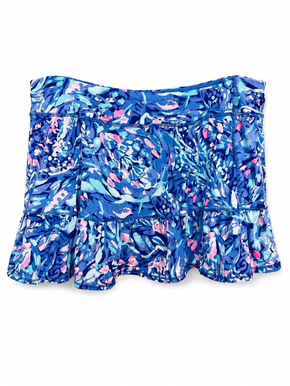 Lilly Pulitzer~ Blue Floral Ruffle Swim Skort, Tennis, Golf, Palm Beach 💙🩷💙